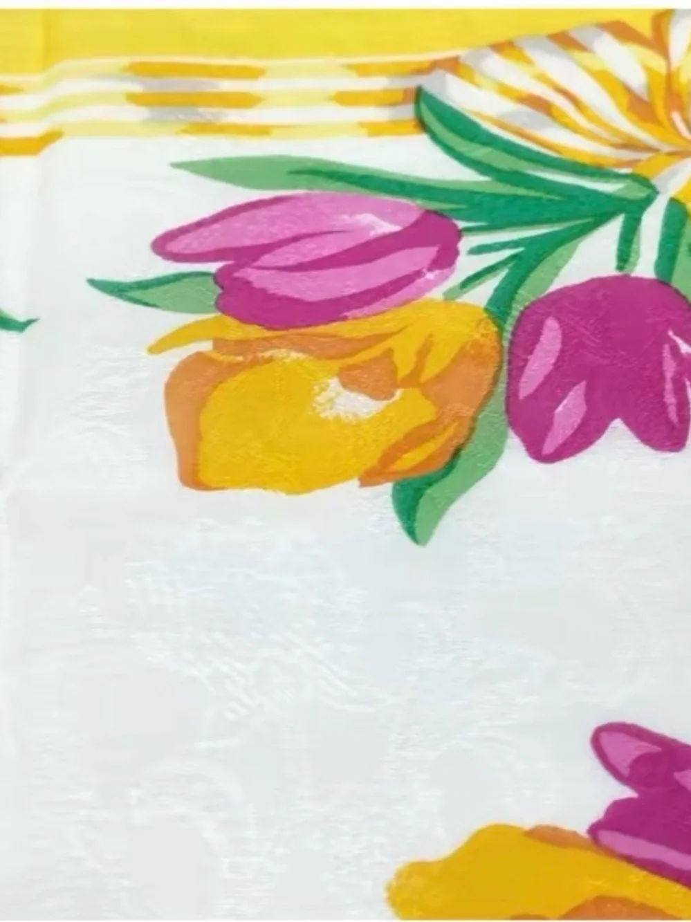 Givenchy Floral Tulip Border Scarf in Yellow, Pink & Green